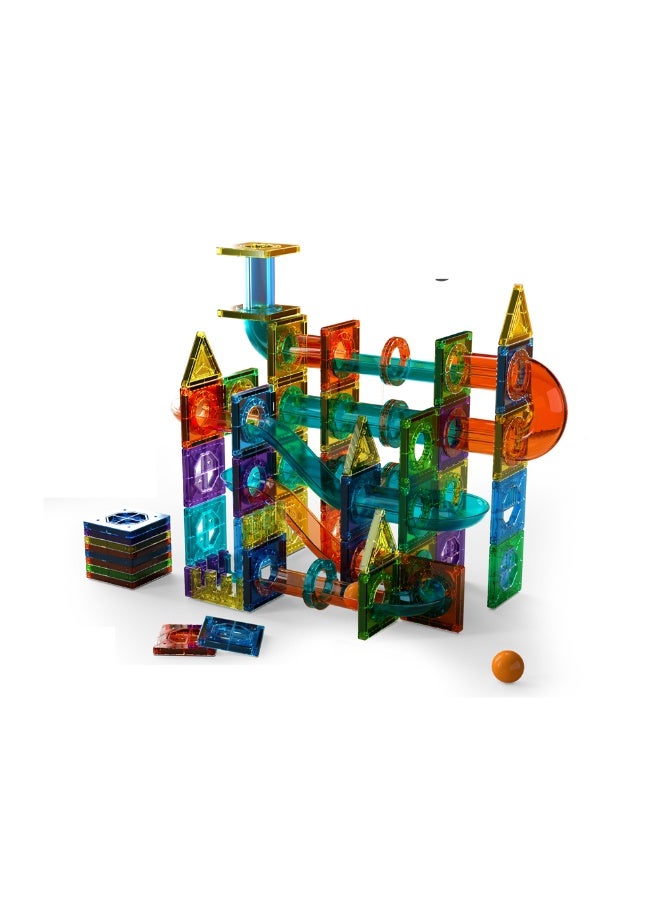 Magni Mates 105 PCS Magnetic Building Tiles DIY Blocks Set – Colorful Magnetic Construction Blocks with Marble Run Slides for Kids STEM Creative Learning Play Toy - Image 5